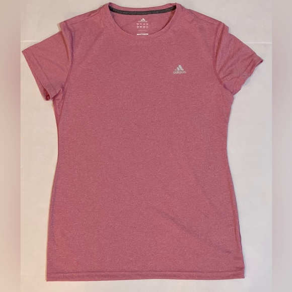 NWOT-Adidas Heathered Pink CLIMALITE Athletic Shirt - Picture 1 of 7